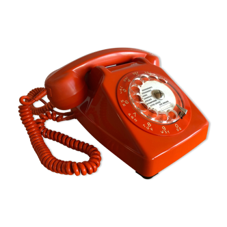 Vintage Orange Socotel dial phone, 1978
