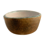 Round ashtray signed in sandstone with glazed interior