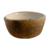 Round ashtray signed in sandstone with glazed interior