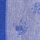 Nappe damassée en lin blanc-bleu