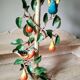 Painted metal candle holder lamp - wrought iron fruit and bird lamp base