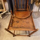 Antique early 20th century baby's top in beech with youpala abacus and tablet