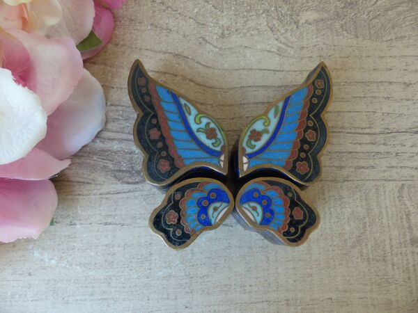 Ancienne boîte papillon chinoise en cloisonné puzzle – Émail