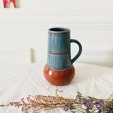 Vintage vase with handle Scandinavian ceramic Nittsjo Sweden