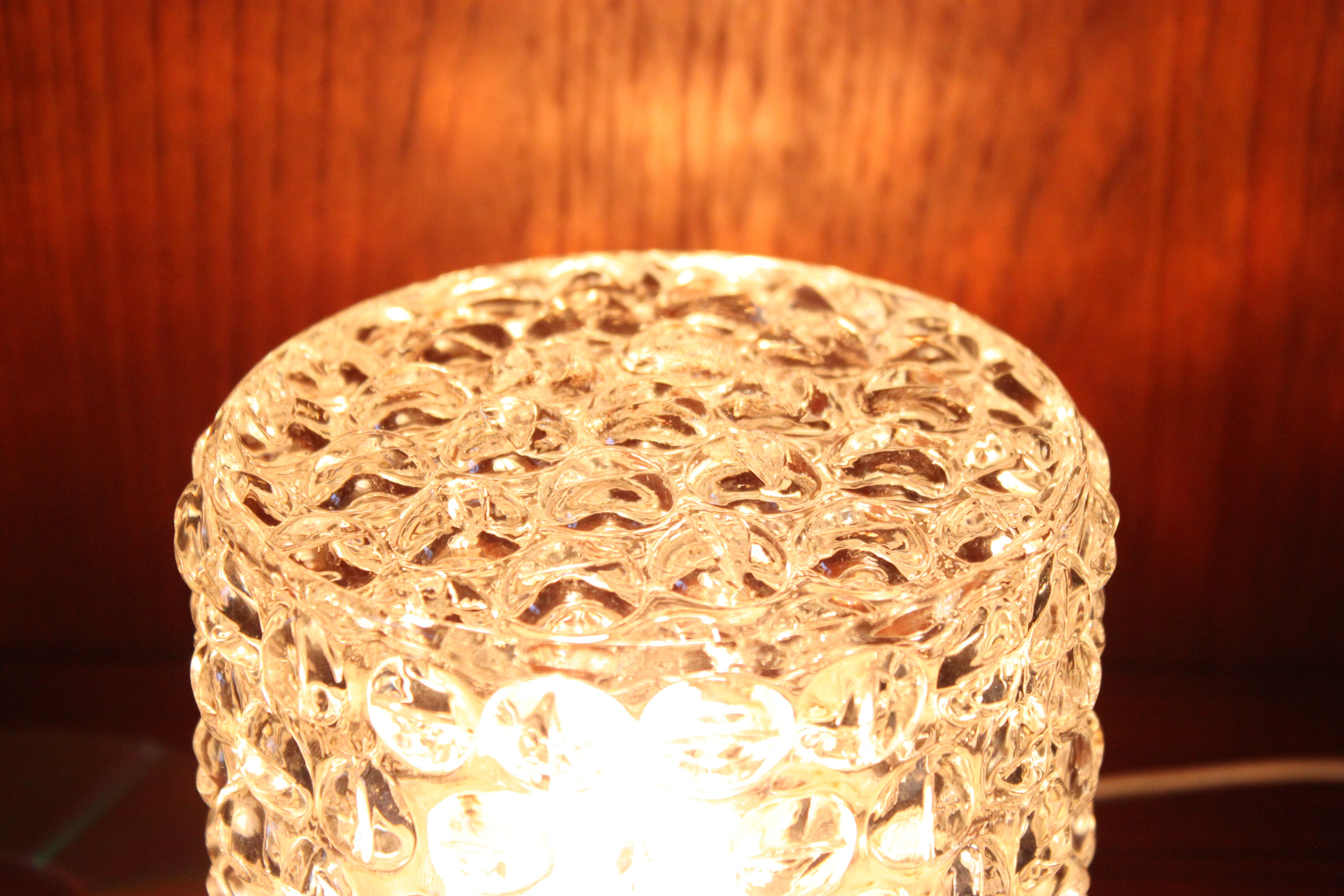 Pair of 1970 molded glass bedside lamps