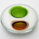 ashtray in white glass and green and orange "bubbles", 70s