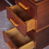 Vintage desk, wooden Art Deco desk from the 1930s, desk with drawers.