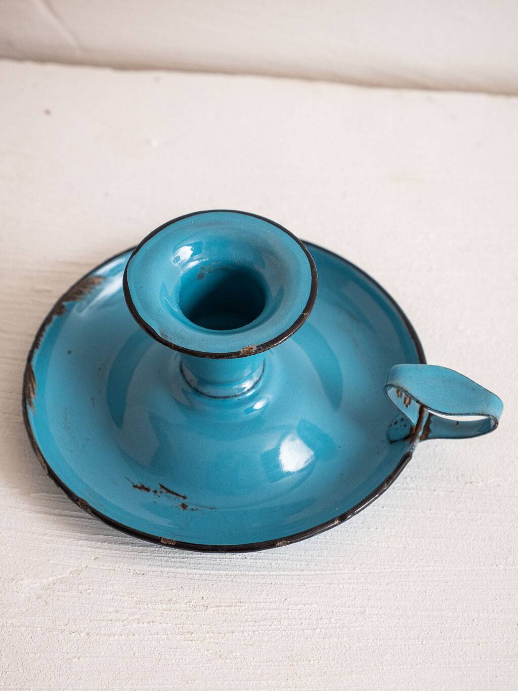 blue metal candle holder