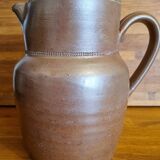Large vintage brown stoneware pitcher 2L