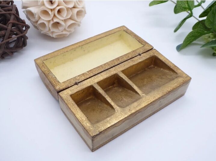 Florentine wooden stamp box, vintage Italy