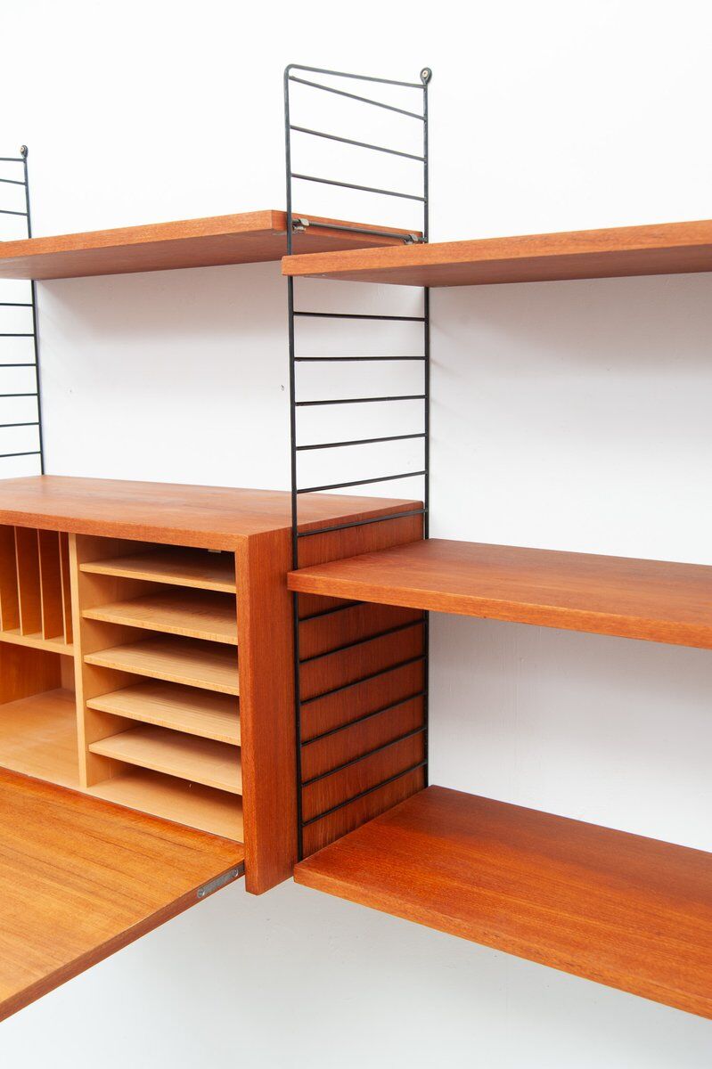 String teak wall shelf by Kajsa & Nisse Strinning, 1950s