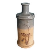 Soliflore bottle vase in stoneware with herbarium decoration