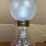 Lampe Art Déco style tourbillon laiton et champignon verre