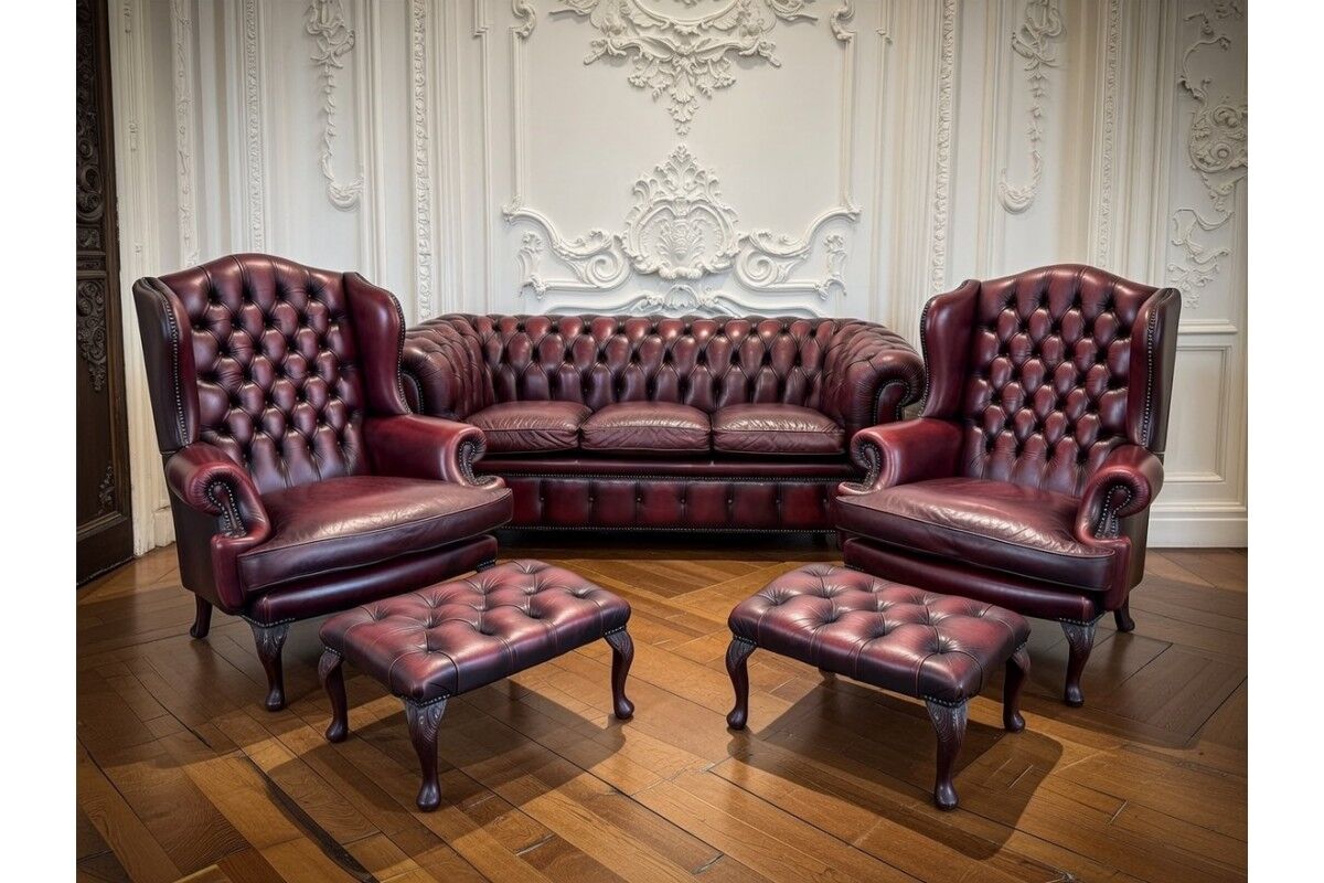 Unique Chesterfield set, Western Europe, mid-20th century.