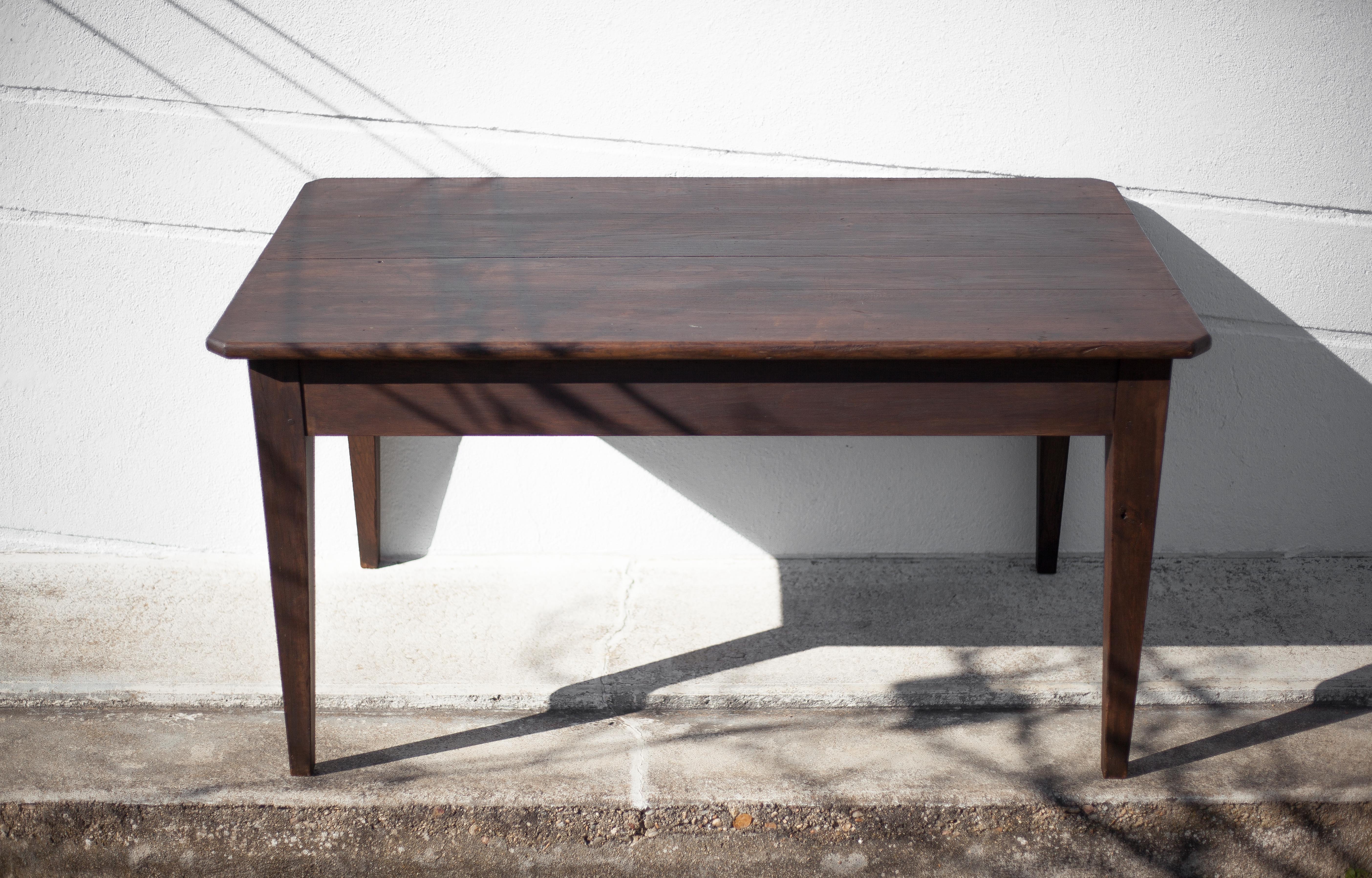 Farm table pear wood, old wood table, table 2 drawers, kitchen, countryside, chalet