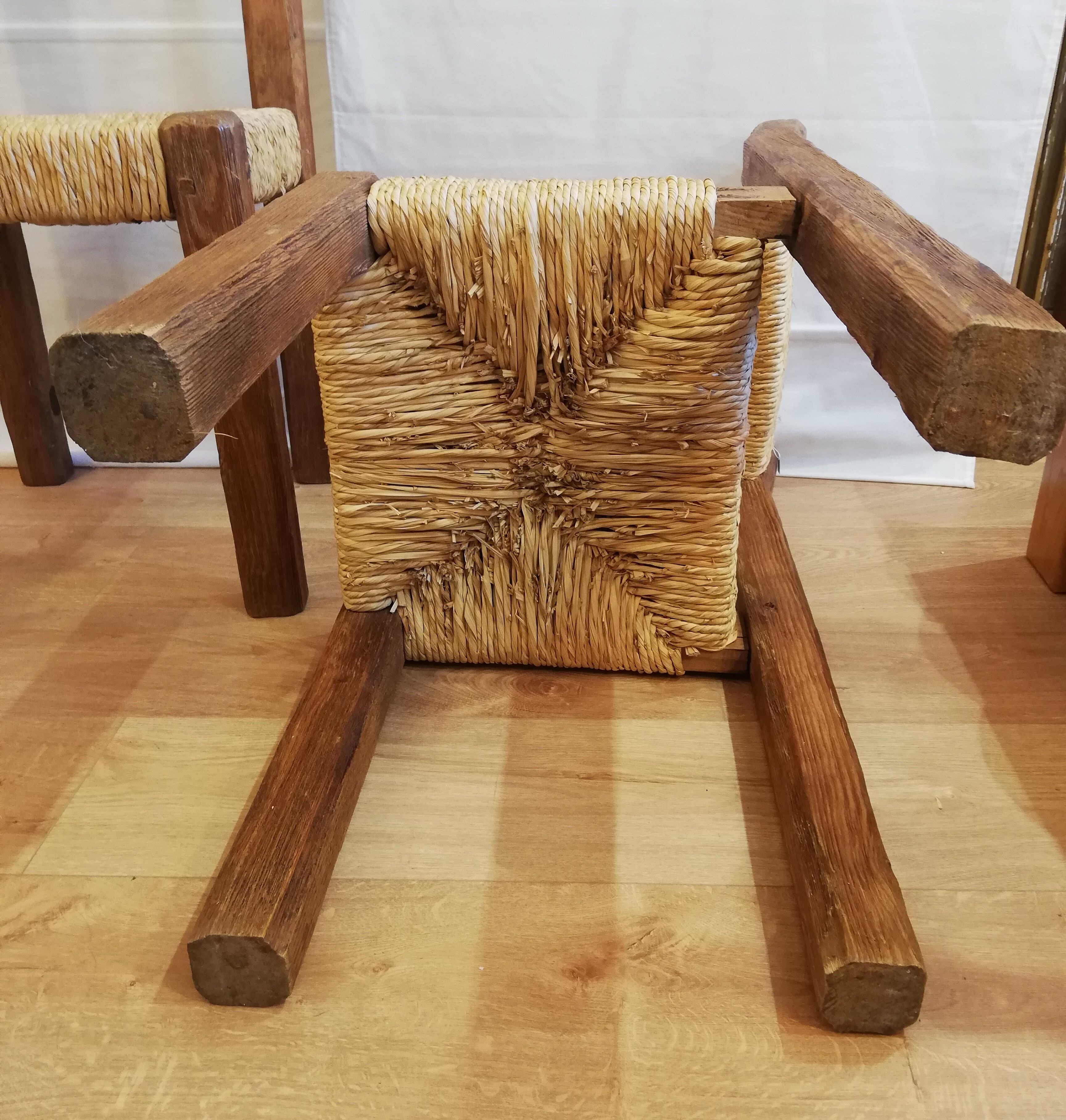 Pair of brutalist chairs mulched 50s