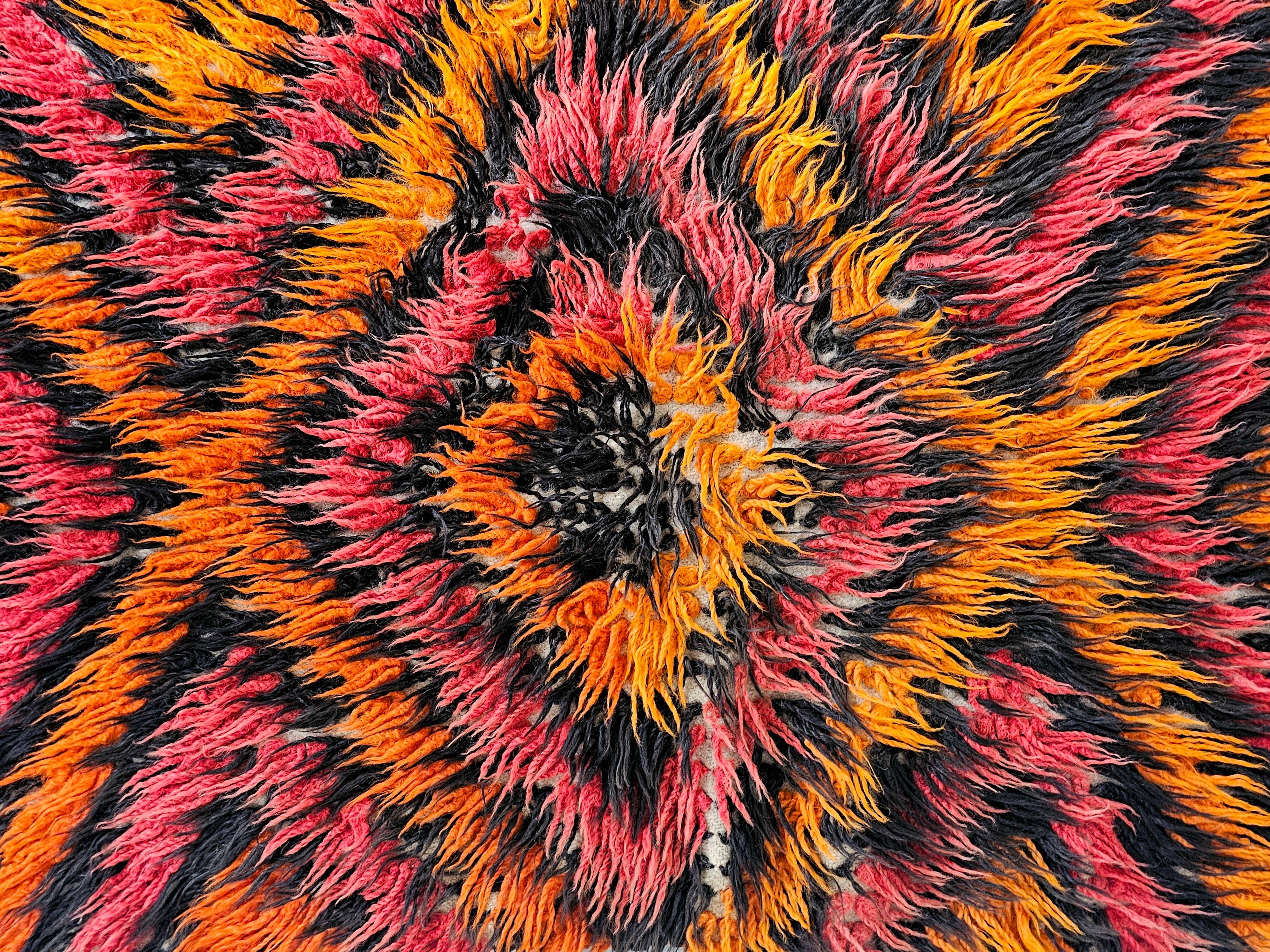 Tapis vintage géométrique Tulu en laine années 1960