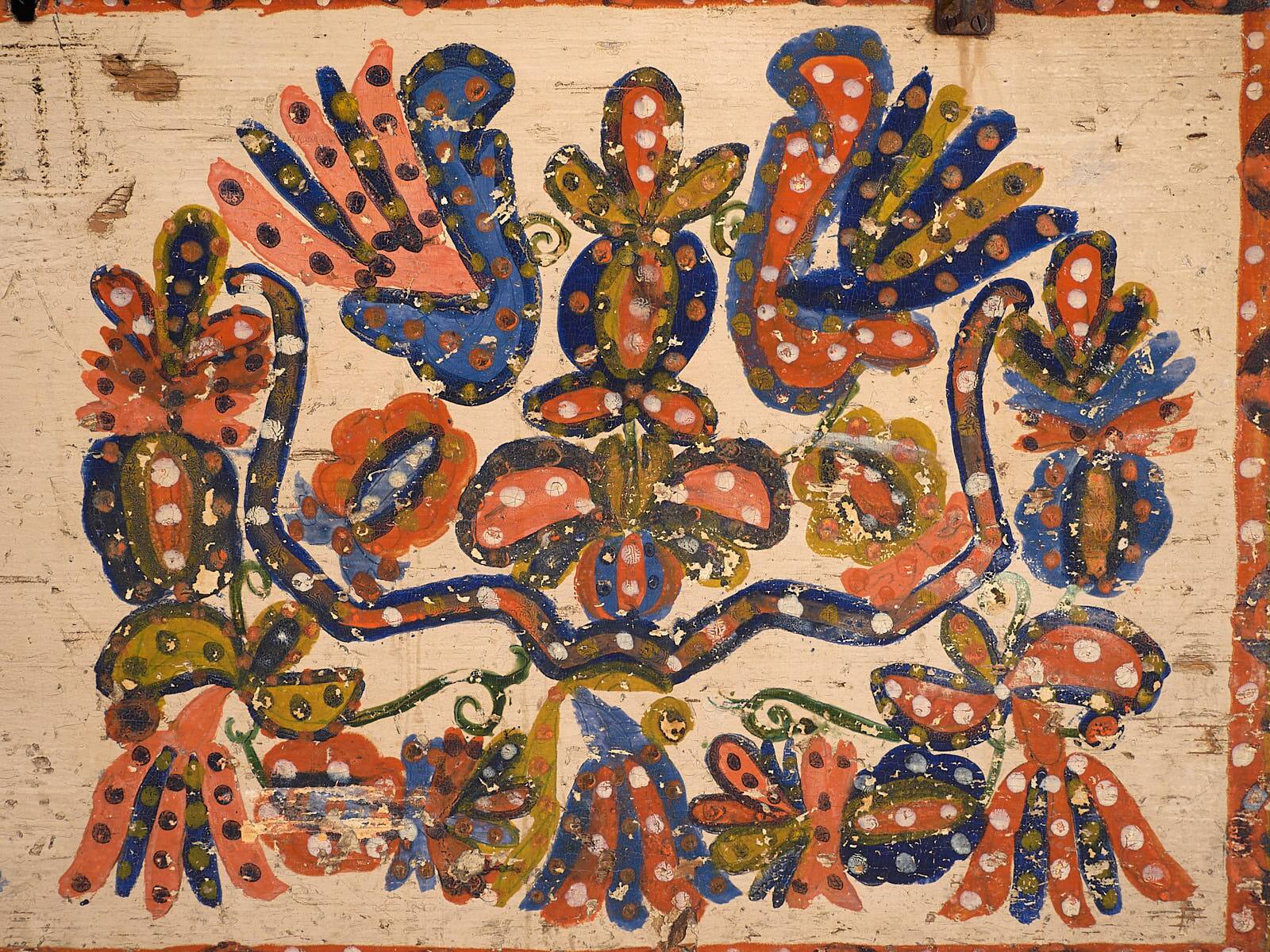 Antique hand-painted folk-style trunk (c.1880) #14