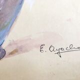 Watercolor and feather on paper 1930/40