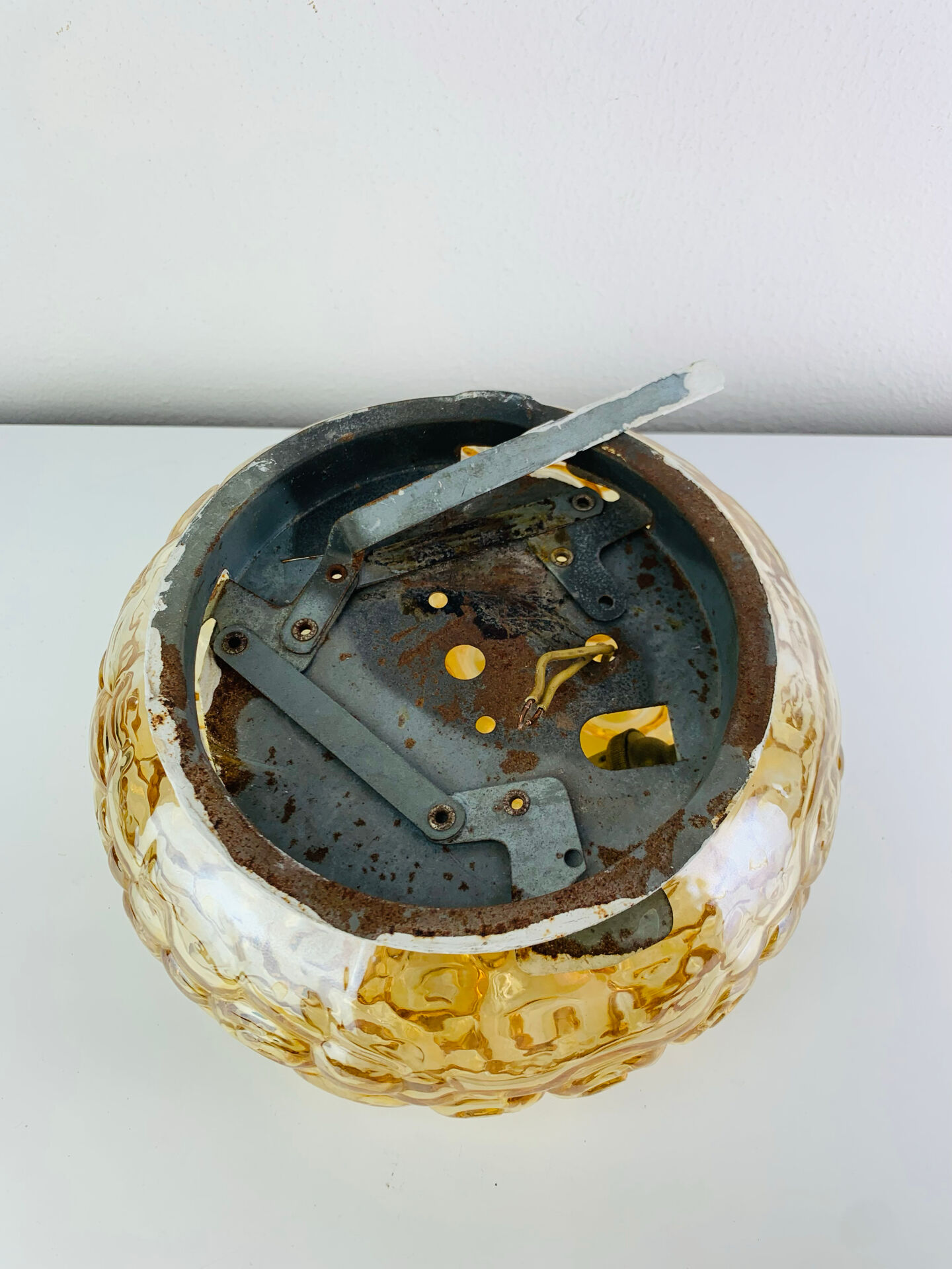 Amber glass Bubble wall light in the style of Helena Tynell, snail model. 60s.