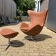 2x Fritz Hansen Egg Chair +1x Ottoman in Cognac leather NIEUW!!