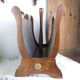 Vintage magazine rack wood and natural leather 37x39.5x26 cm 1.76 kg