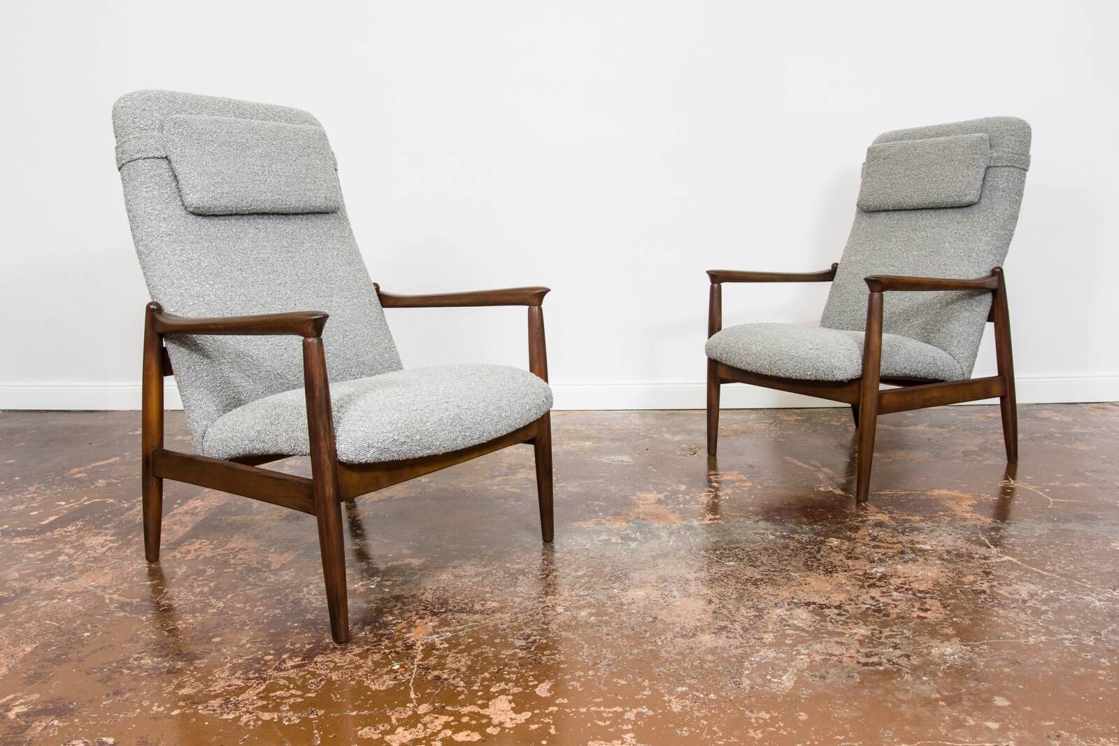 Mid-century high back armchairs by Edmund Homa, GFM, Poland, 1960s, set of