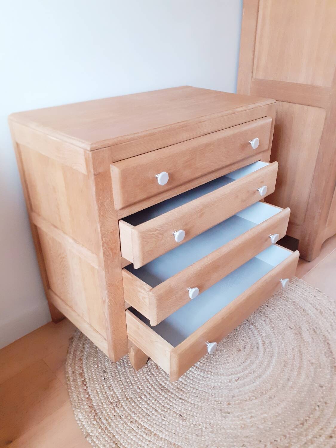 Fifties solid oak chest of drawers