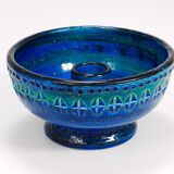 Mid-century candle holder Aldo Londi Bitossi Rimini Blue enamel, 1950s