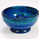 Mid-century candle holder Aldo Londi Bitossi Rimini Blue enamel, 1950s