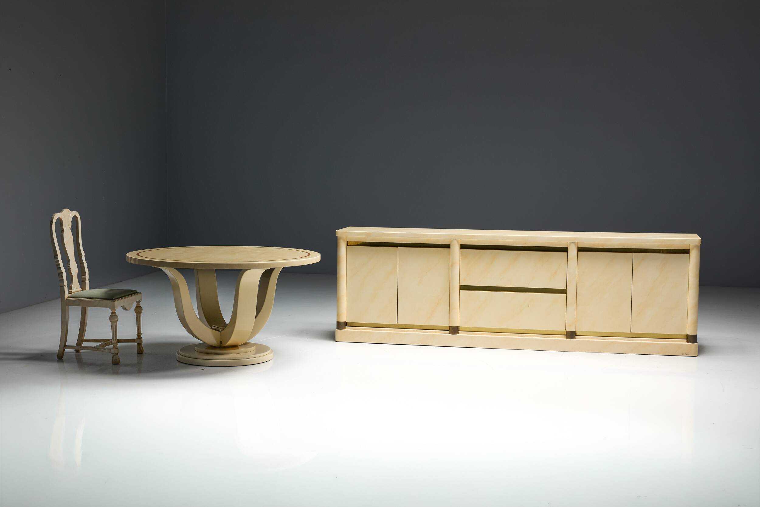 Faux-Marble Lacquered Sideboard by Jean Claude Mahey, France, 1970s