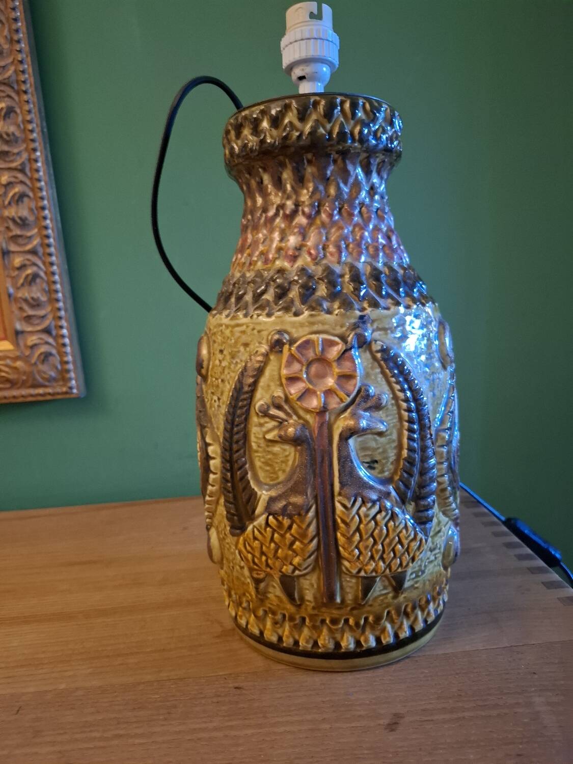 60'S keramik lamp, peacock decor