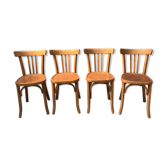Set of 4 wooden chairs signed mahieu
