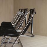 Set of 4 leather and chrome chairs from the 1960s