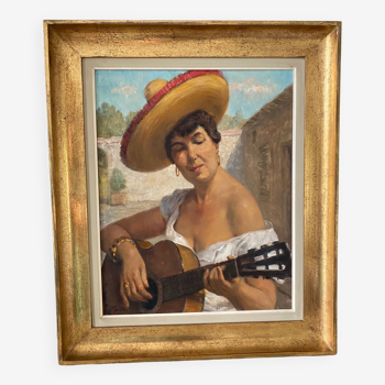 Spanish portrait on guitar