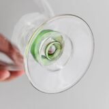 Ensemble de 6 verres à cocktail en verre de Murano vert vintage : verres à tige à bulles, années 1970, style italien du milieu du siècle.