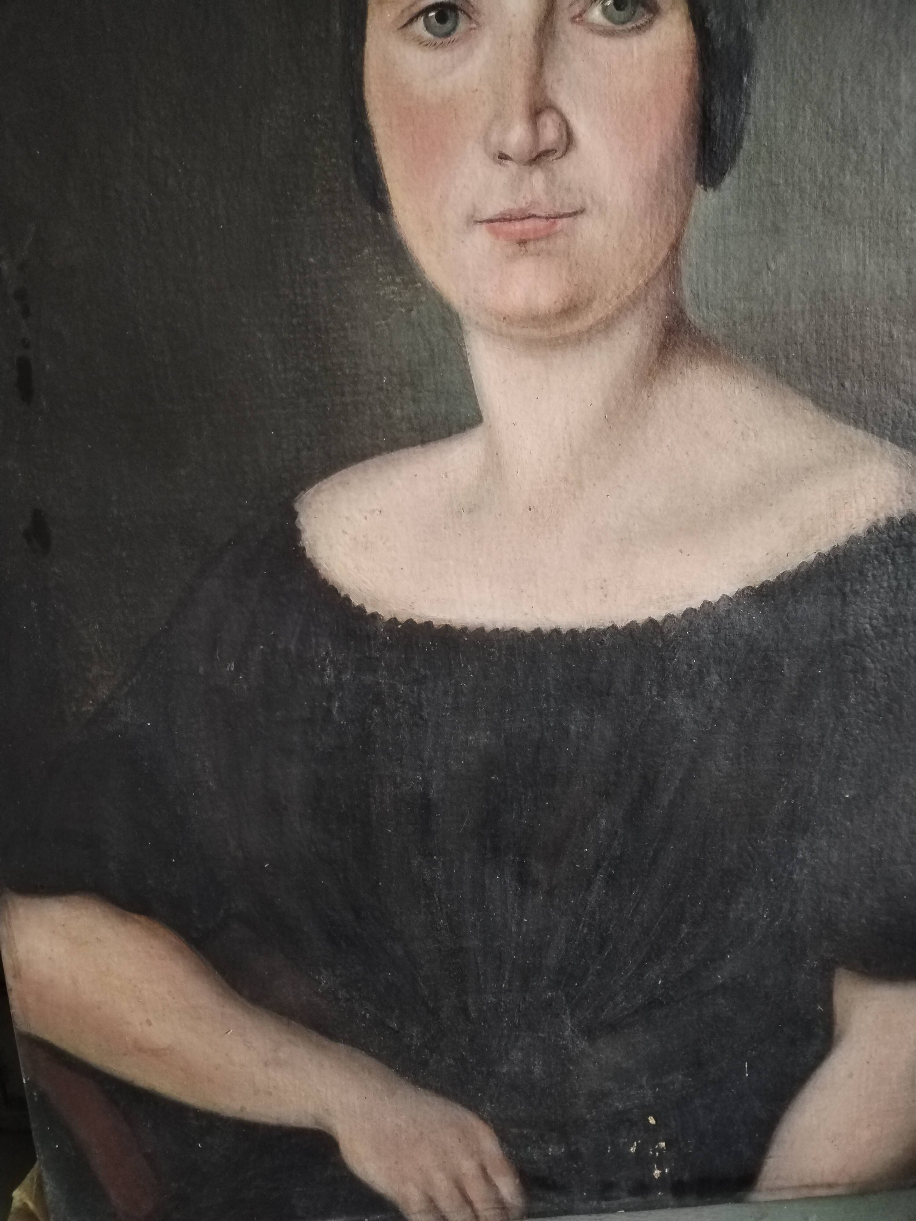 Large oil on canvas 19th century woman