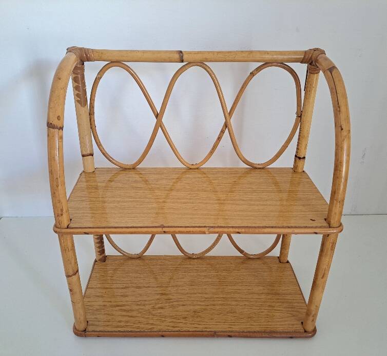 Set of bamboo wall shelves