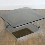 Aluminum and glass coffee table by Pierre Vandel 1970