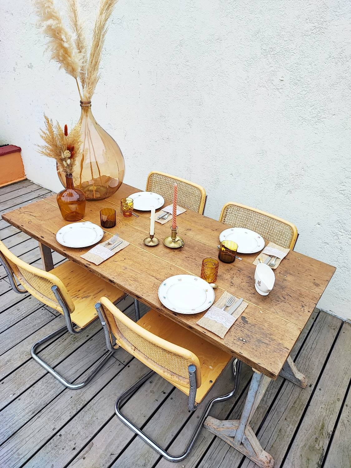 Farmhouse table on trestles
