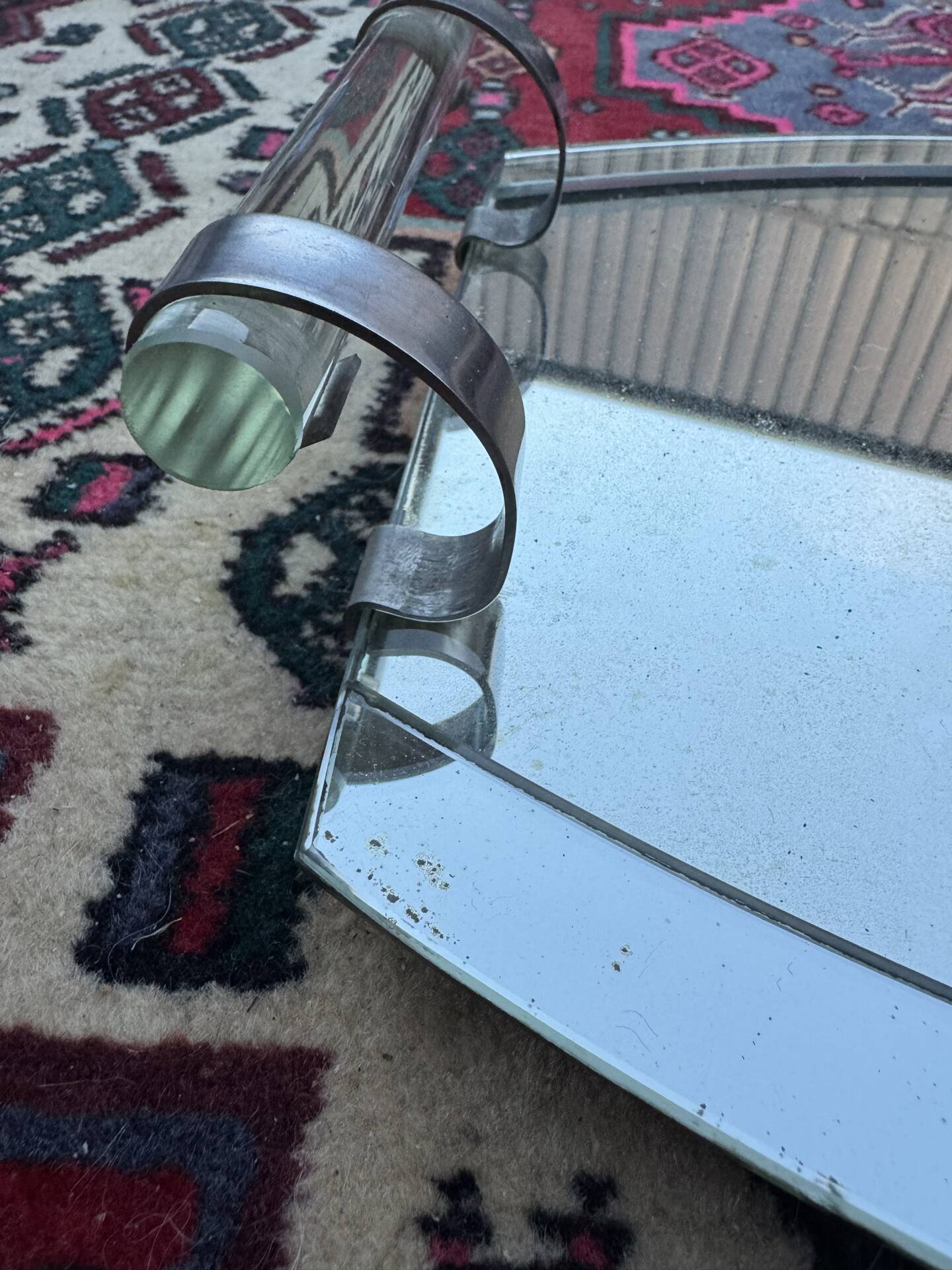 Art Deco plateau mirror and glass
