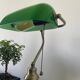Antique banker's lamp in bronze and green opaline, Art Deco