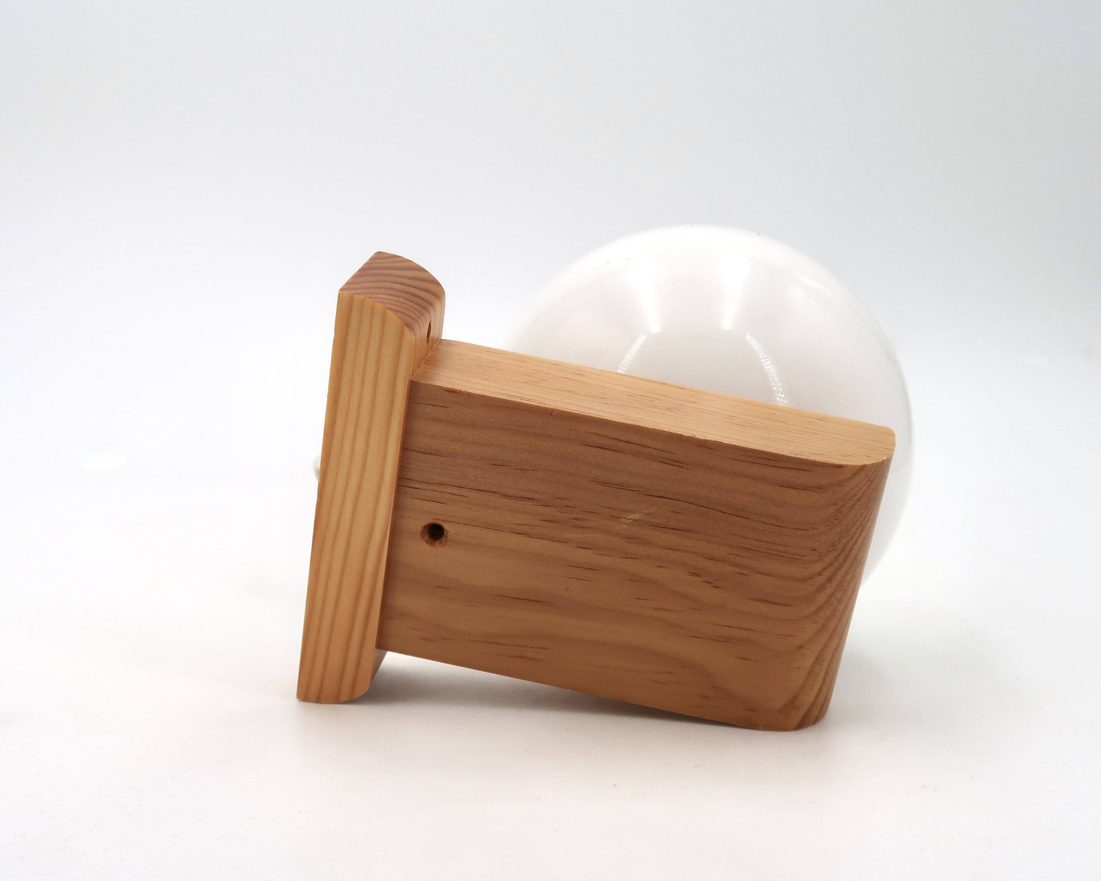 Wall light in pine wood with opaque white glass globe, 1980s