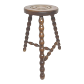 Vintage tripod stool in solid wood beaded legs