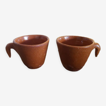 Duo of glazed potter's cups