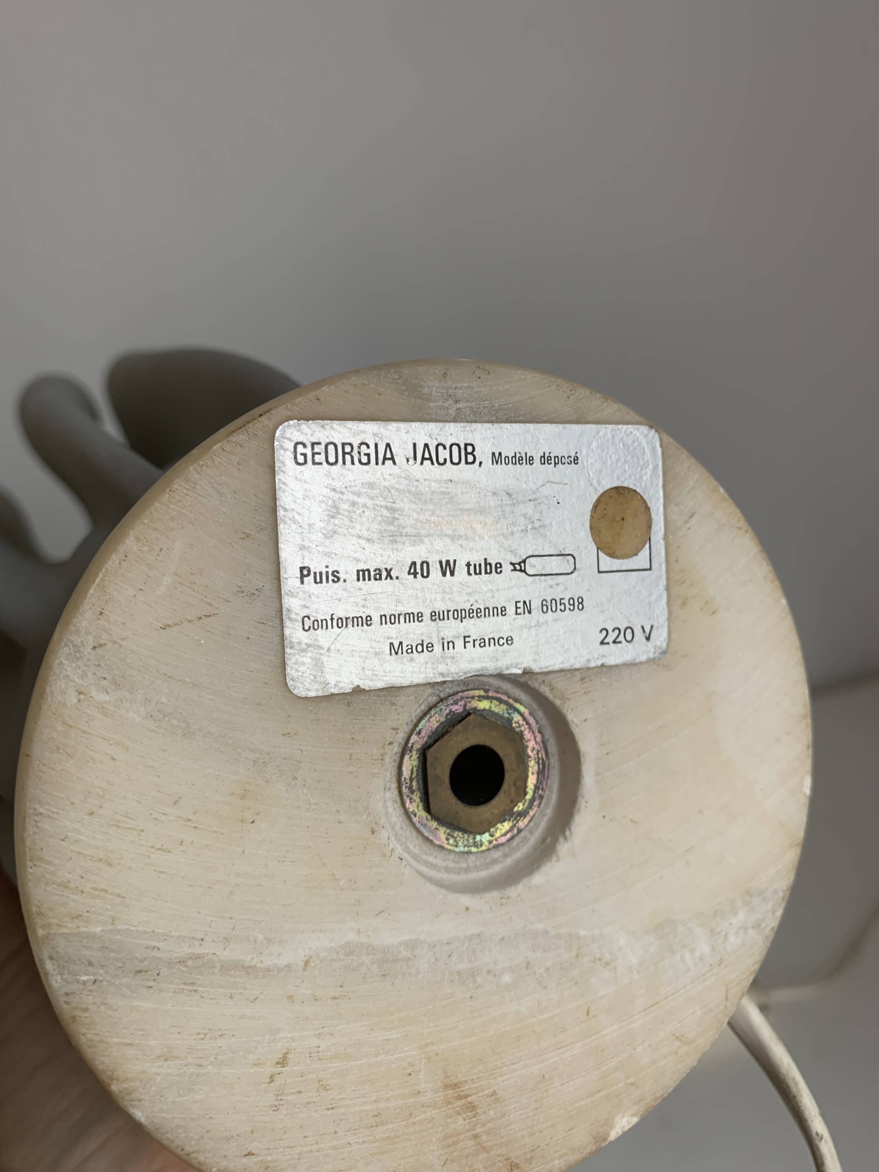 Vintage 1970s Georgia Jacob Athena Mouse Grey Draped Lamp - 50cm