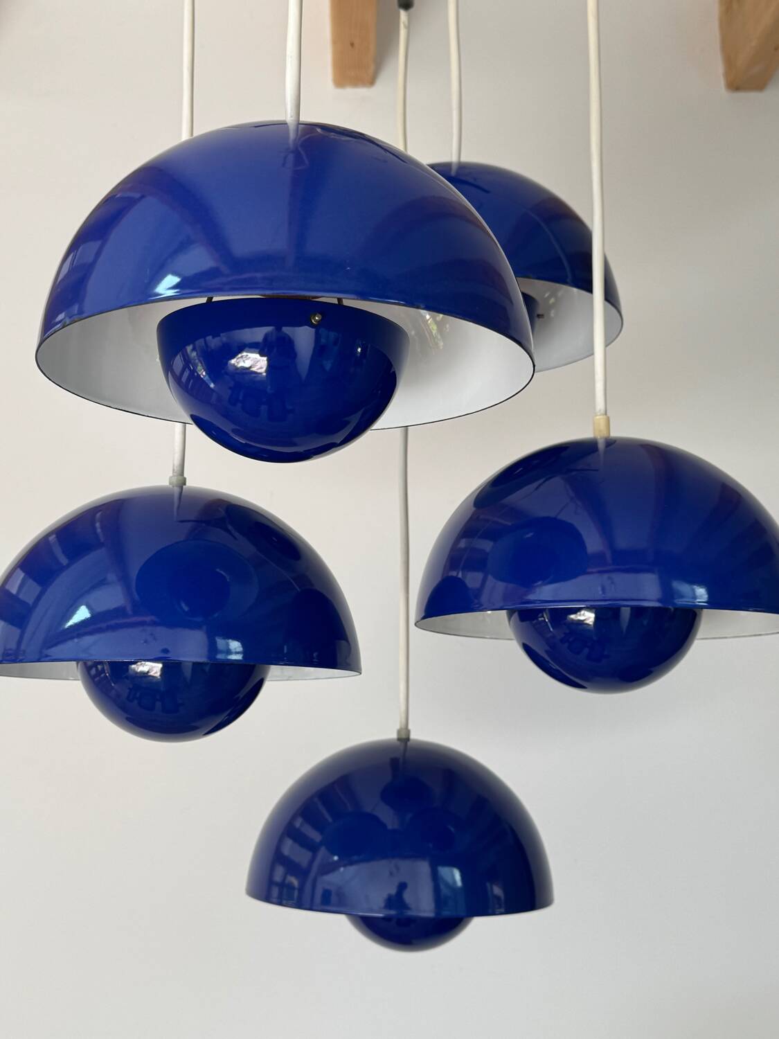 5 Blue Flower Pots by Verner Panton produced by Louis Poulsen