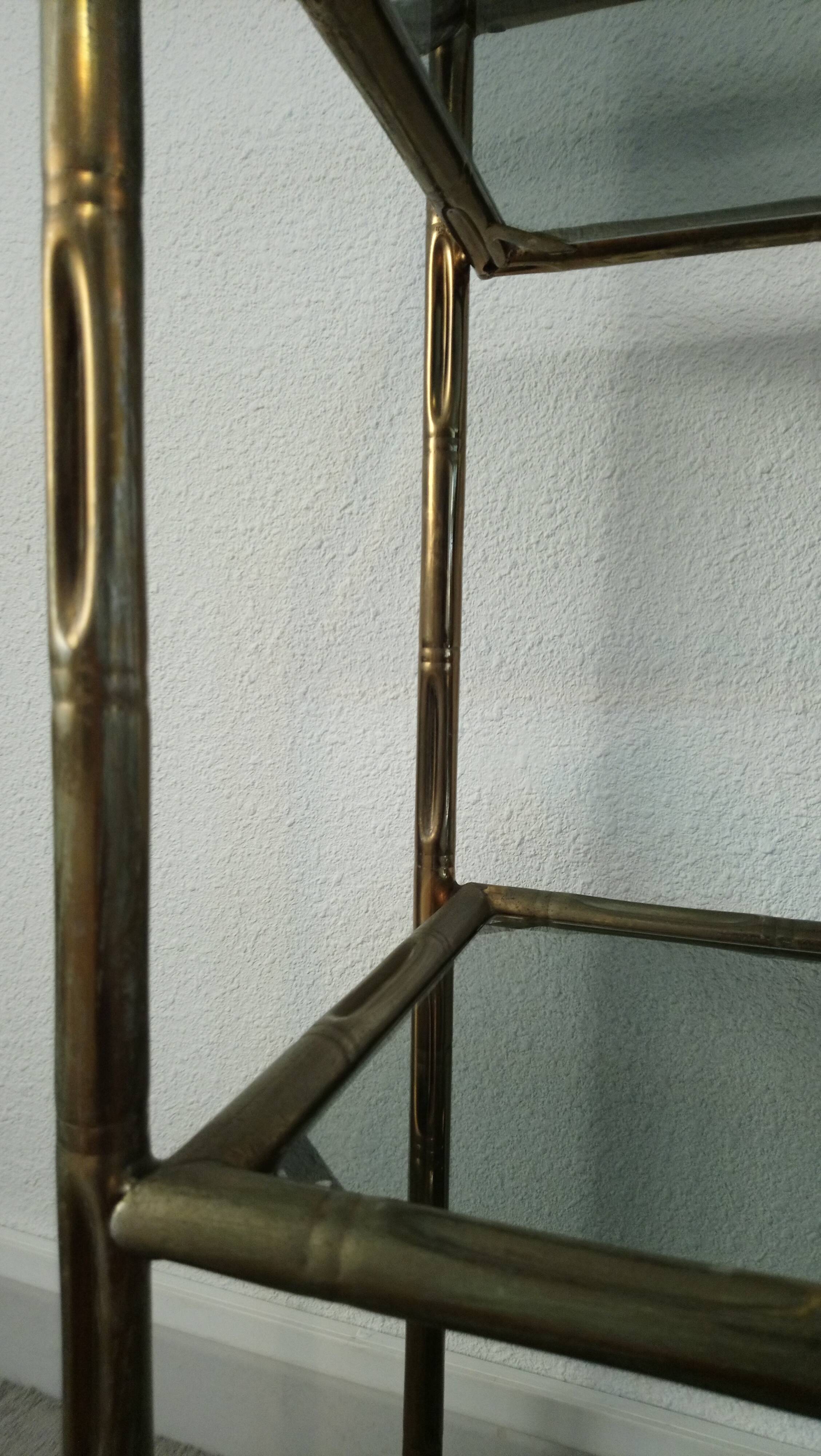 Shelves brass and glass 60 years