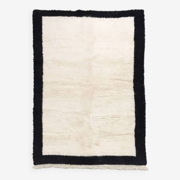 Tapis berbère marocain Beni Ouarain écru et noir 3x2,02m