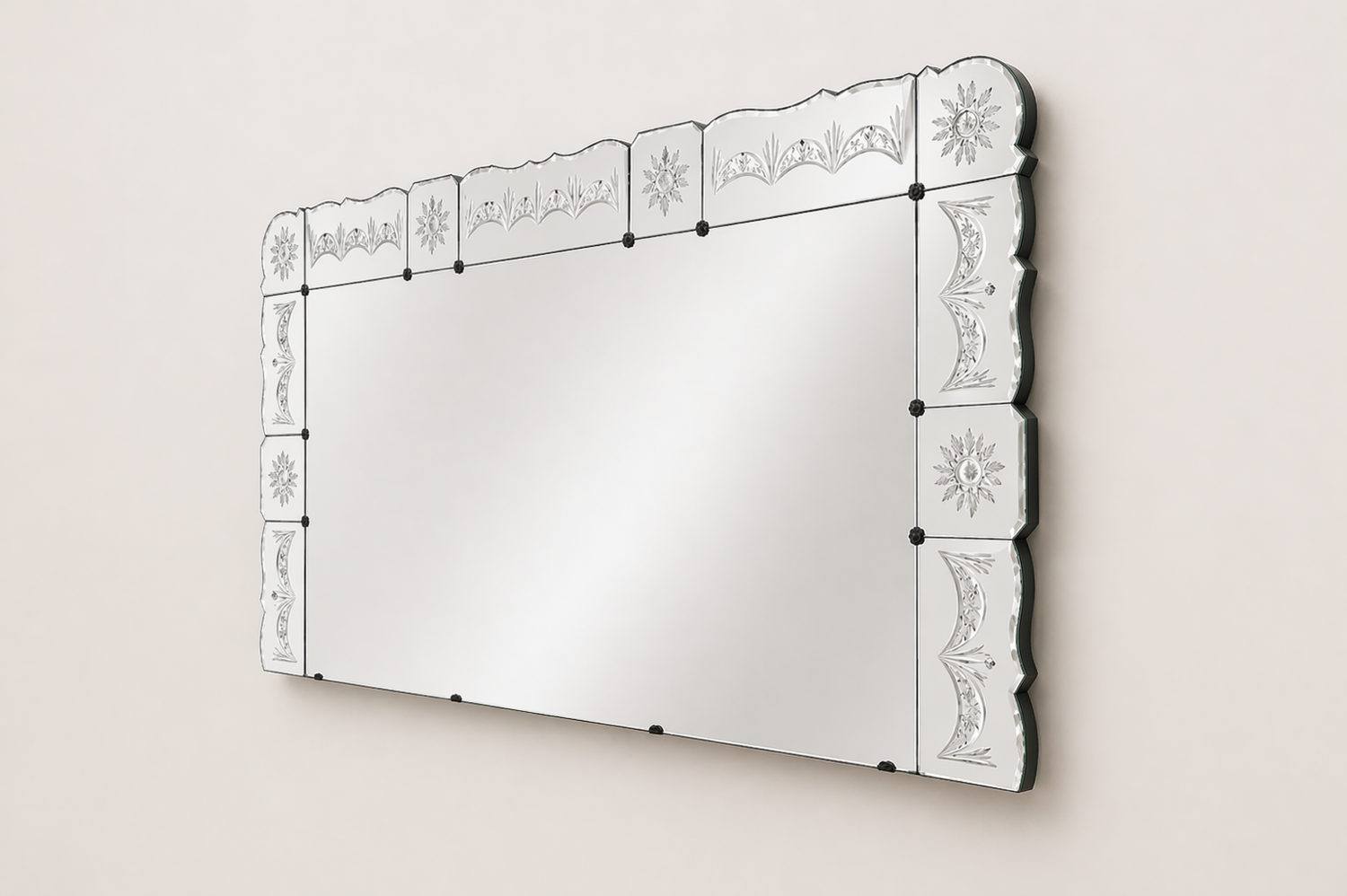 Large antique Art Deco Venetian mirror 203x100